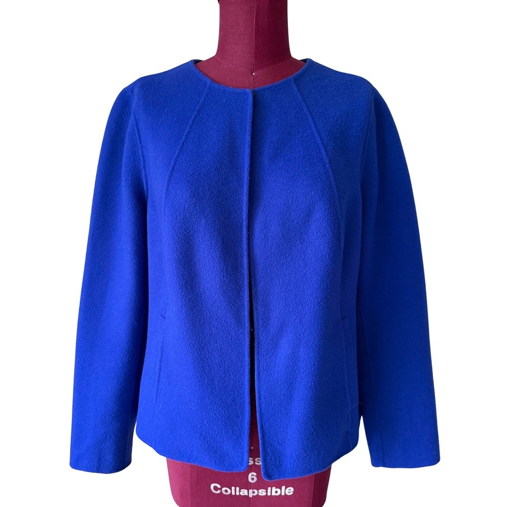 Talbots Jacket‎ Wool Blend Peplum Hem Blue Purple Large